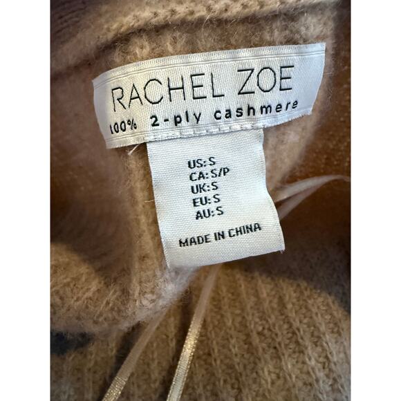 Rachel Zoe 2 Ply Ribbed Knit Cashmere Cardigan Sweater Oatmeal S - Picture 6 of 7